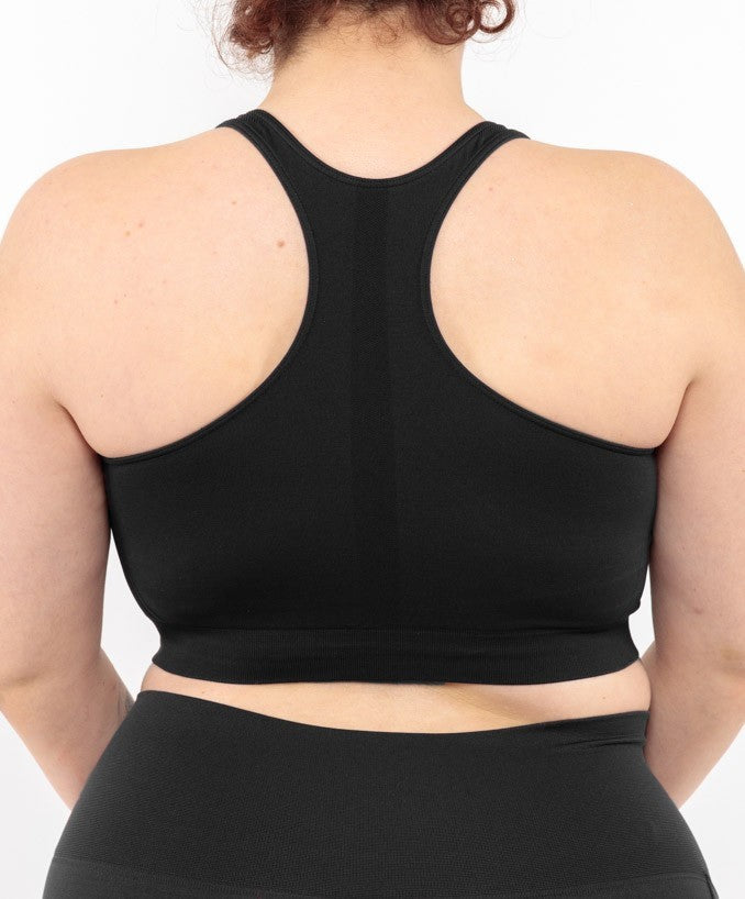 Sport Bralette Nero Curvy per Taglie Forti Plus Size Dietro | Leela Lab